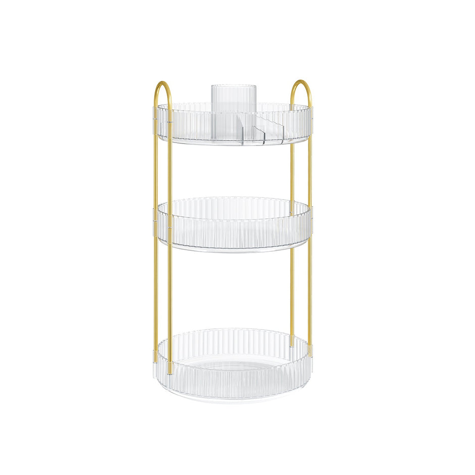 3-Tier Round Rotating Makeup Organiser – Acrylic – Transparent – Customisable