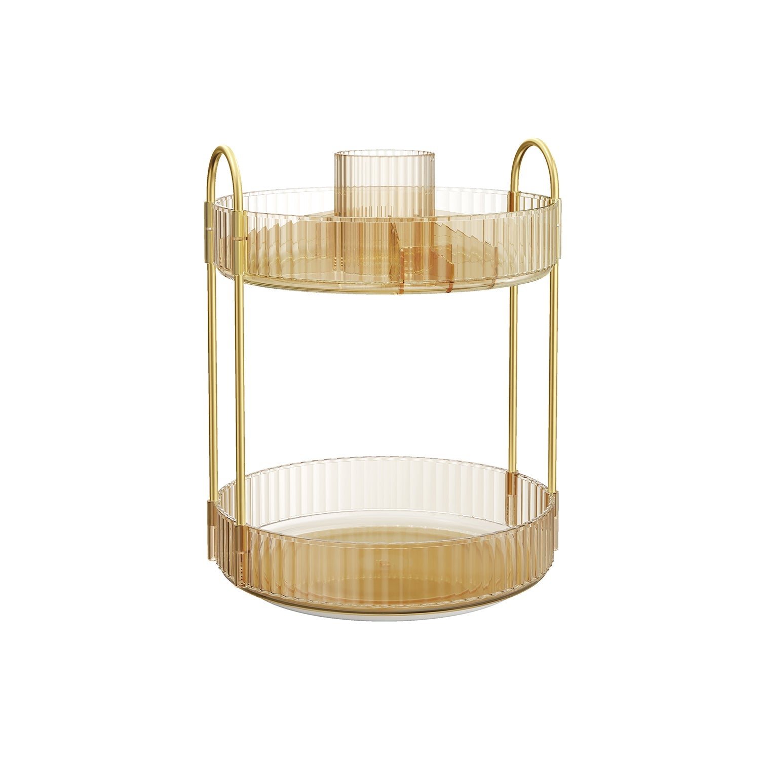Rotating Makeup Organiser – Metal – Champagne Gold – Customisable 2-Tier Design