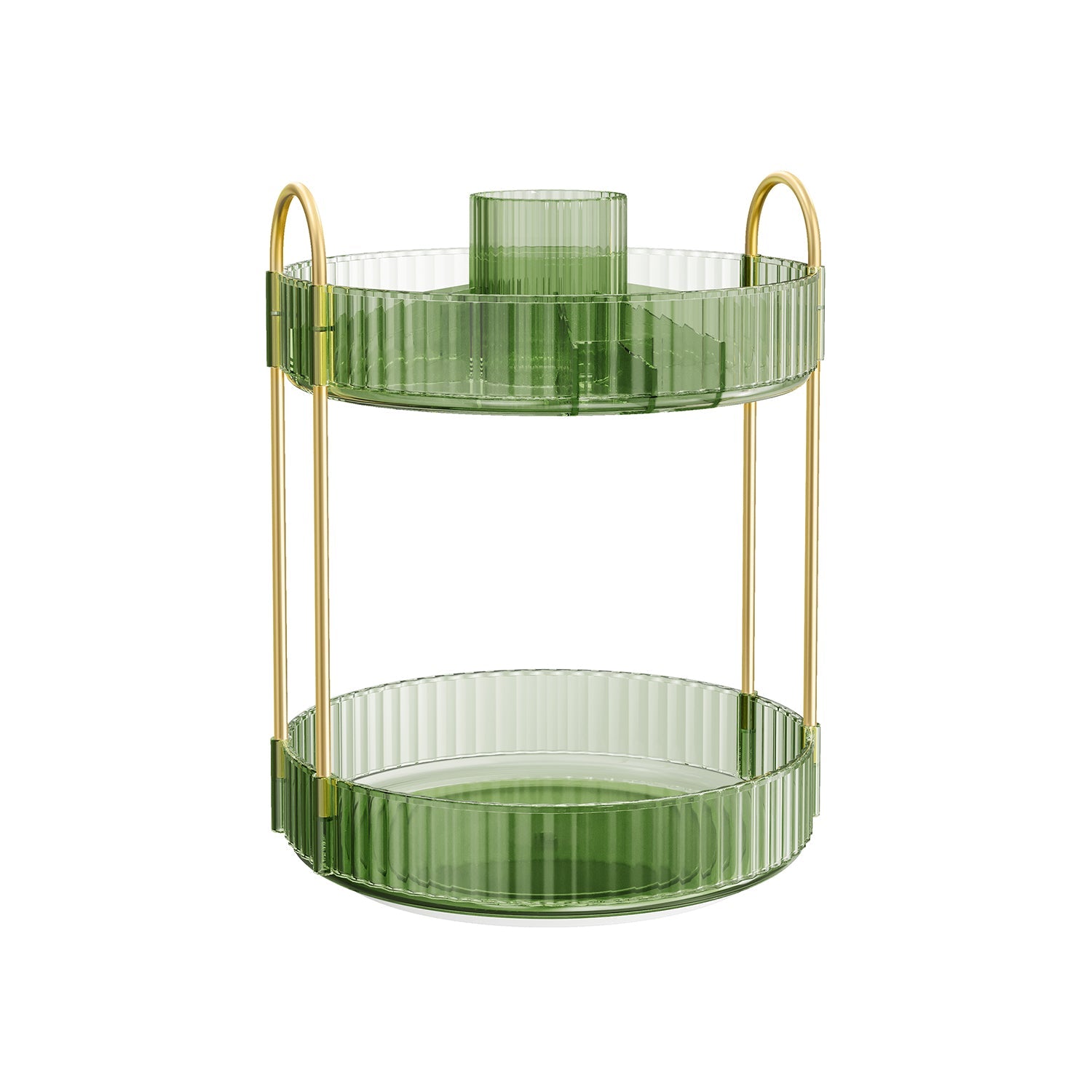 Rotating Makeup Organiser – Plastic – Pale Green – Customisable 2-Tier Design