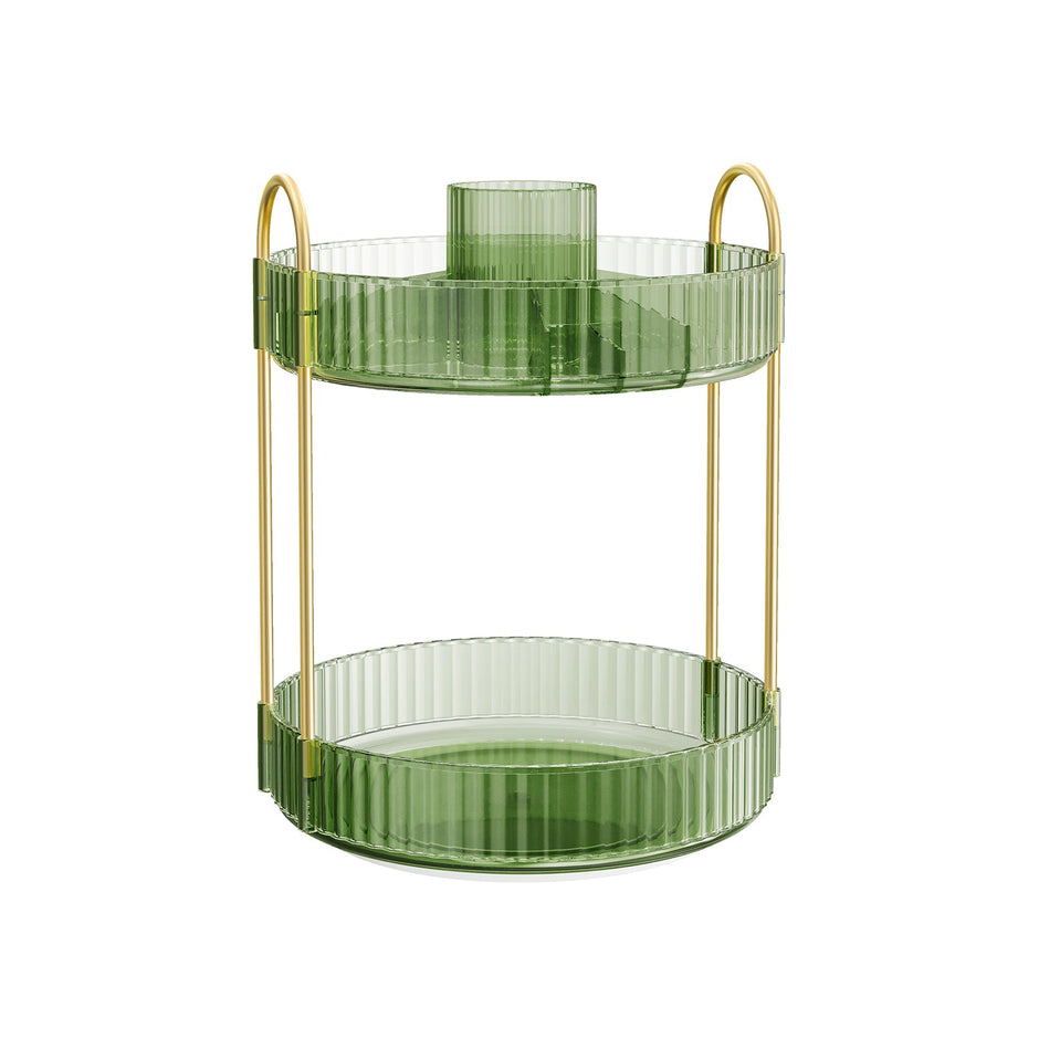 Rotating Makeup Organiser – Plastic – Pale Green – Customisable 2-Tier Design