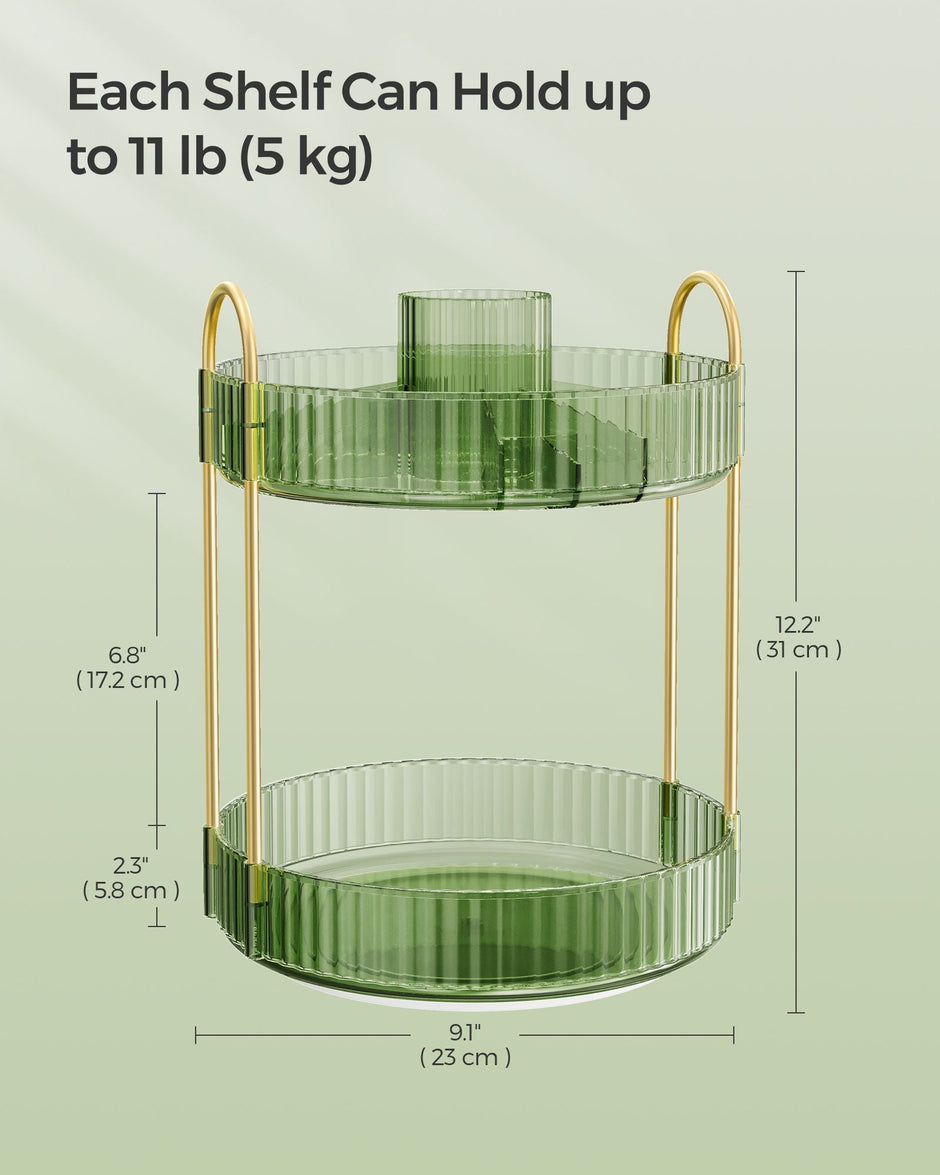 Rotating Makeup Organiser – Plastic – Pale Green – Customisable 2-Tier Design
