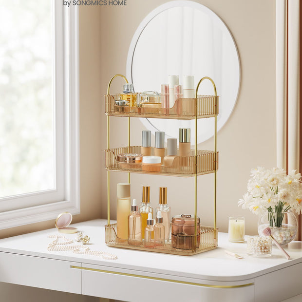 3-Tier Makeup Organiser – Metal – Champagne Gold – Customisable Design