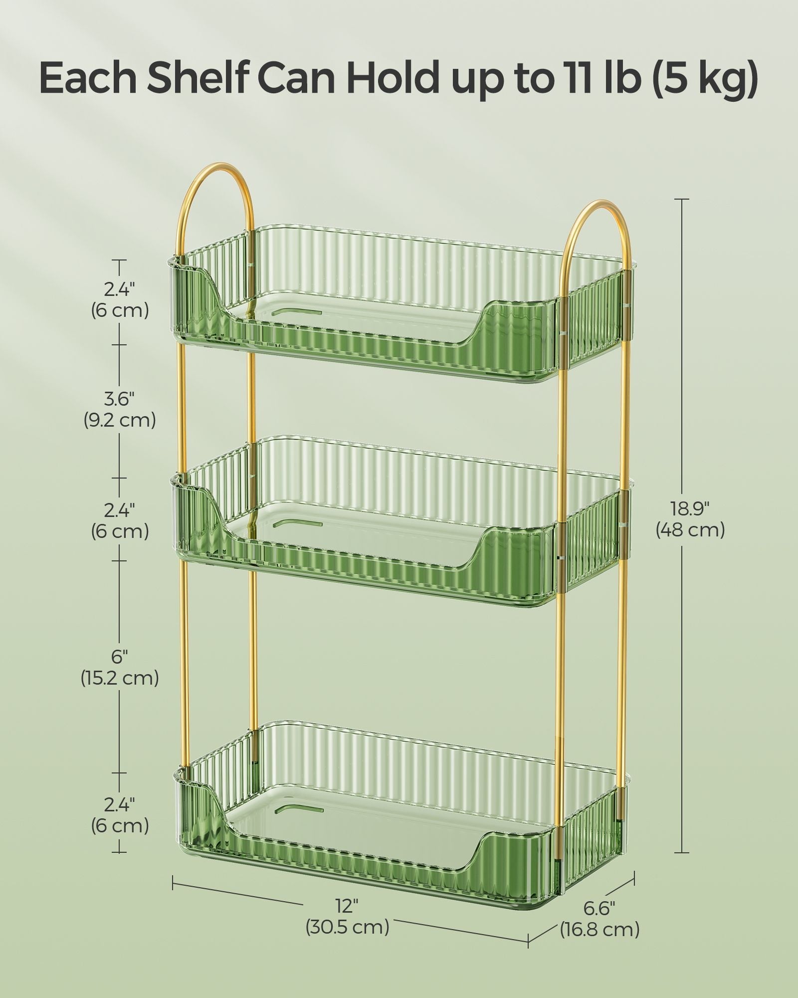 3-Tier Makeup Organiser – Plastic – Pale Green – Customisable Skincare and Jewellery Storage
