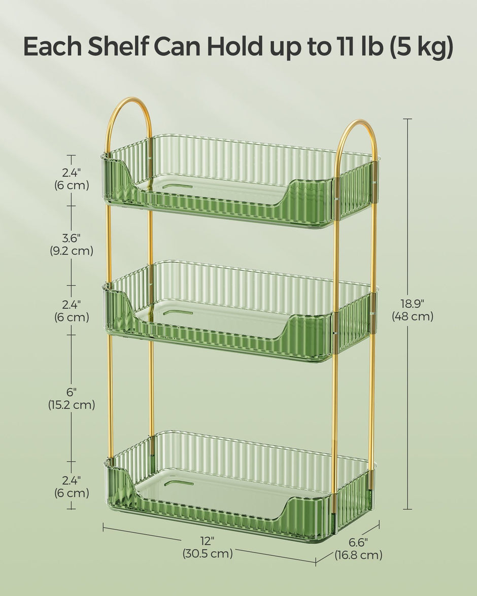 3-Tier Makeup Organiser – Plastic – Pale Green – Customisable Skincare and Jewellery Storage