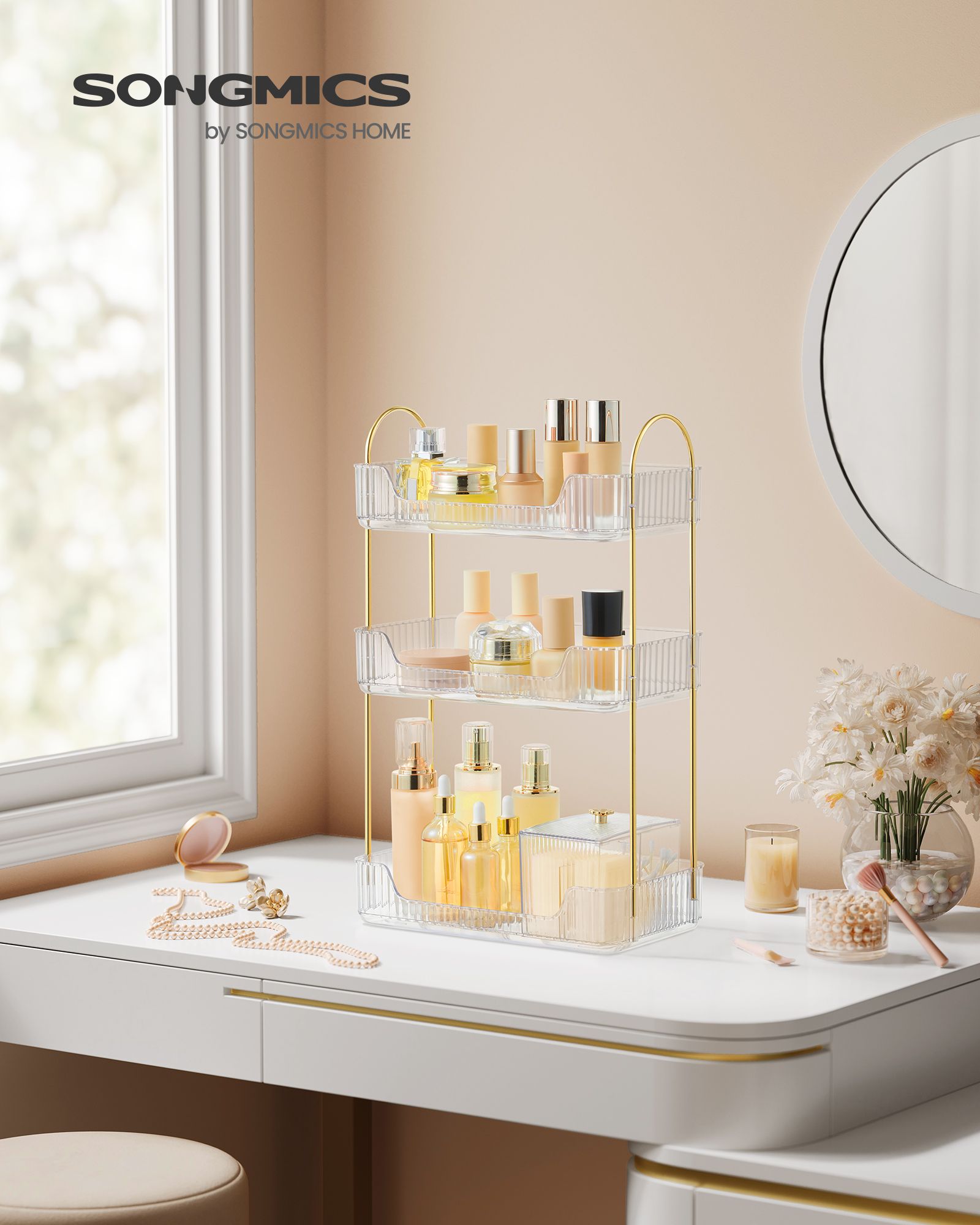 3-Tier Rectangular Makeup Organiser – Acrylic – Transparent – Customisable