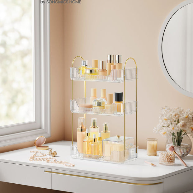3-Tier Rectangular Makeup Organiser – Acrylic – Transparent – Customisable