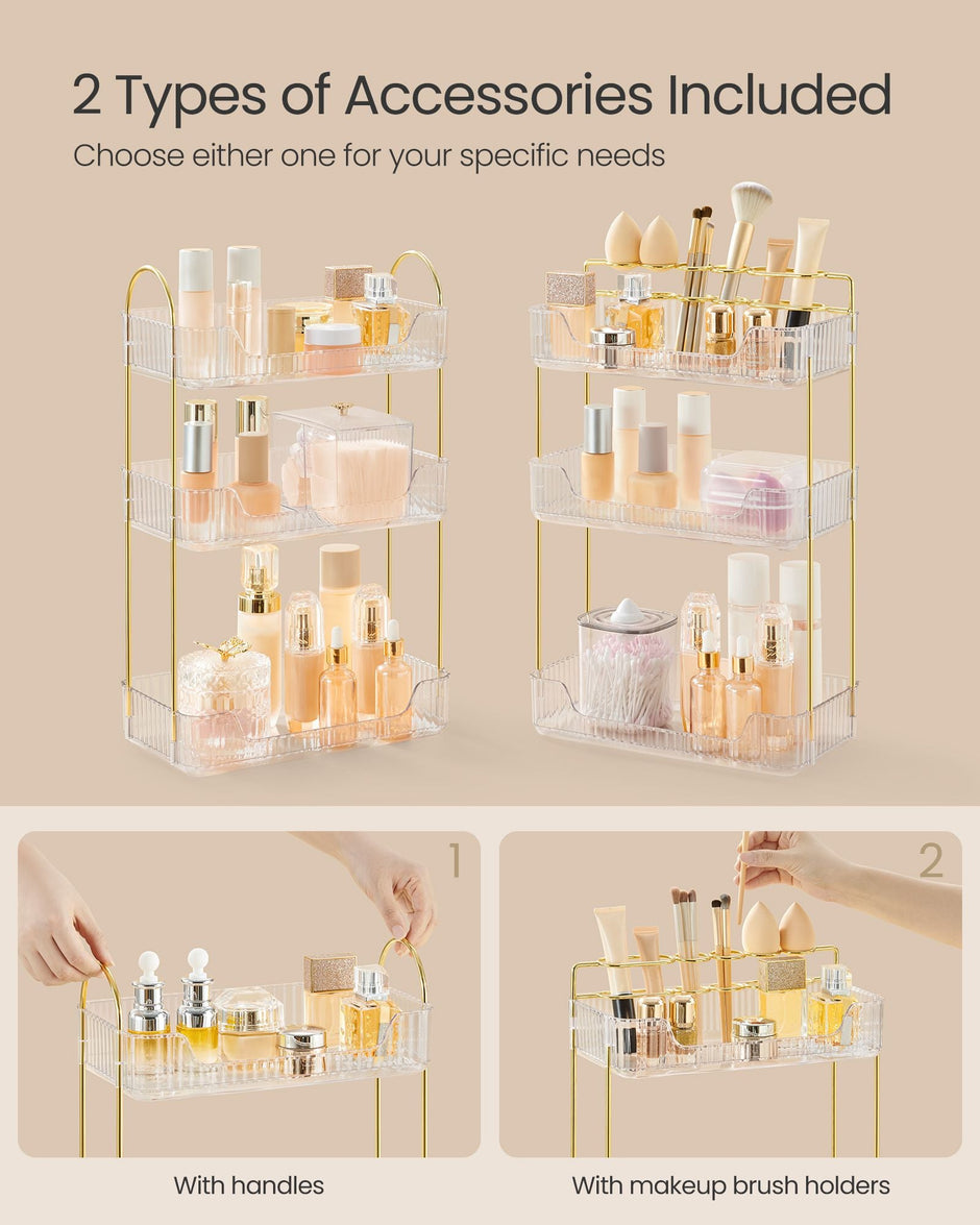 3-Tier Rectangular Makeup Organiser – Acrylic – Transparent – Customisable