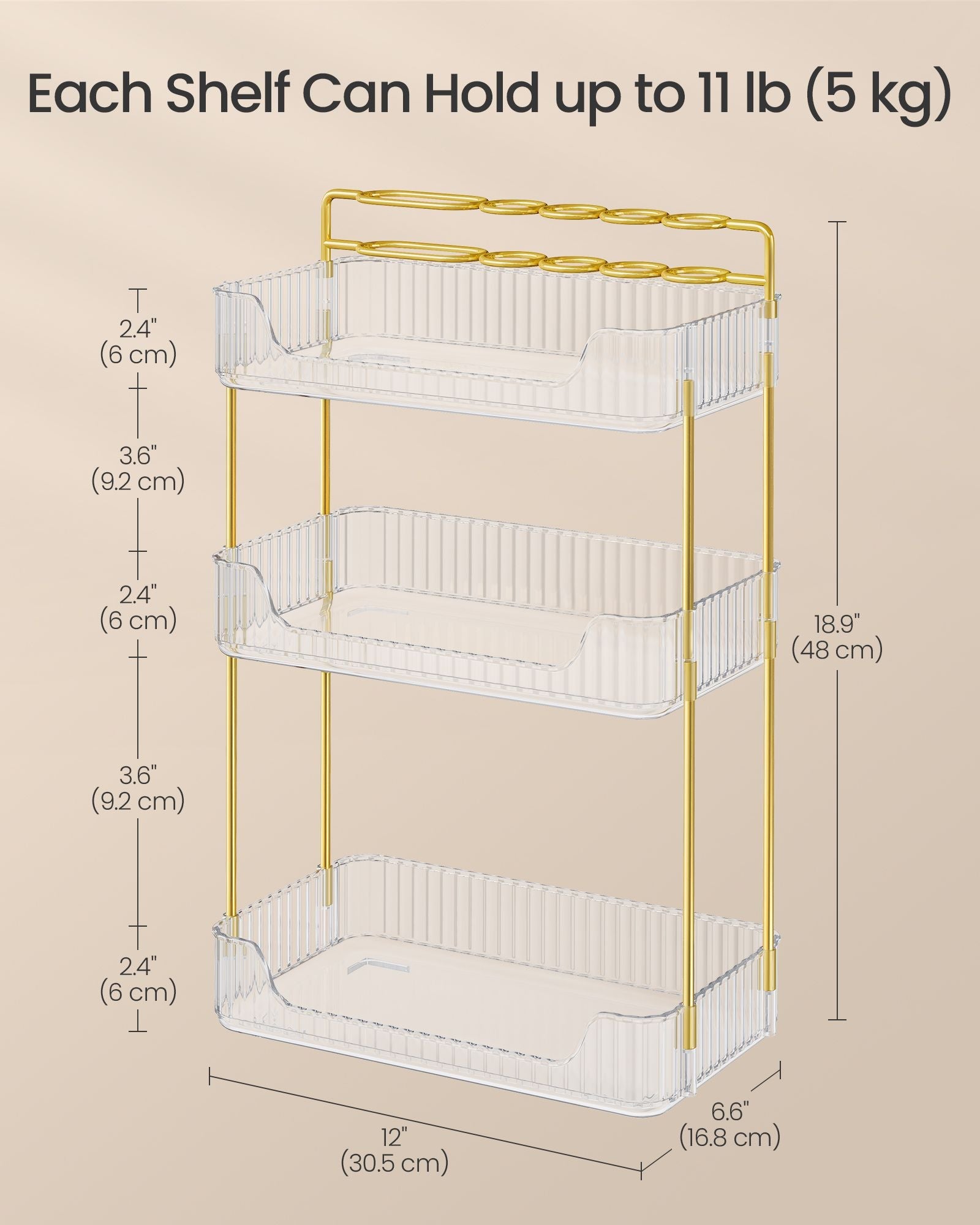 3-Tier Rectangular Makeup Organiser – Acrylic – Transparent – Customisable