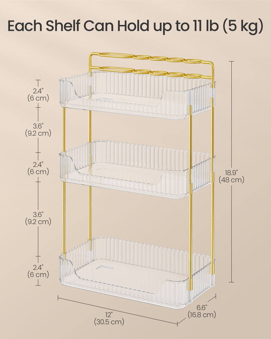 3-Tier Rectangular Makeup Organiser – Acrylic – Transparent – Customisable
