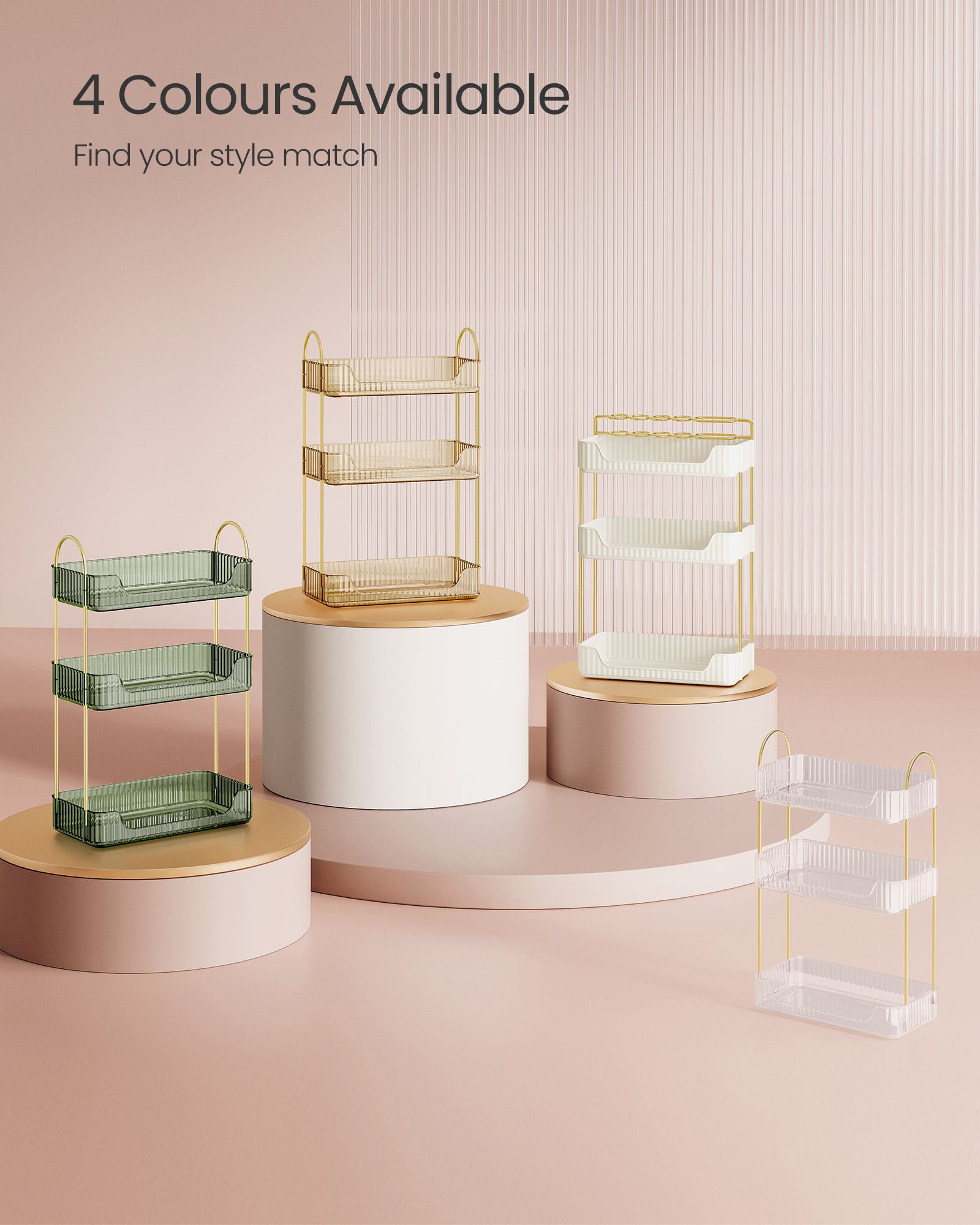 3-Tier Rectangular Makeup Organiser – Acrylic – Cloud White – Customisable Skincare and Jewellery Holder