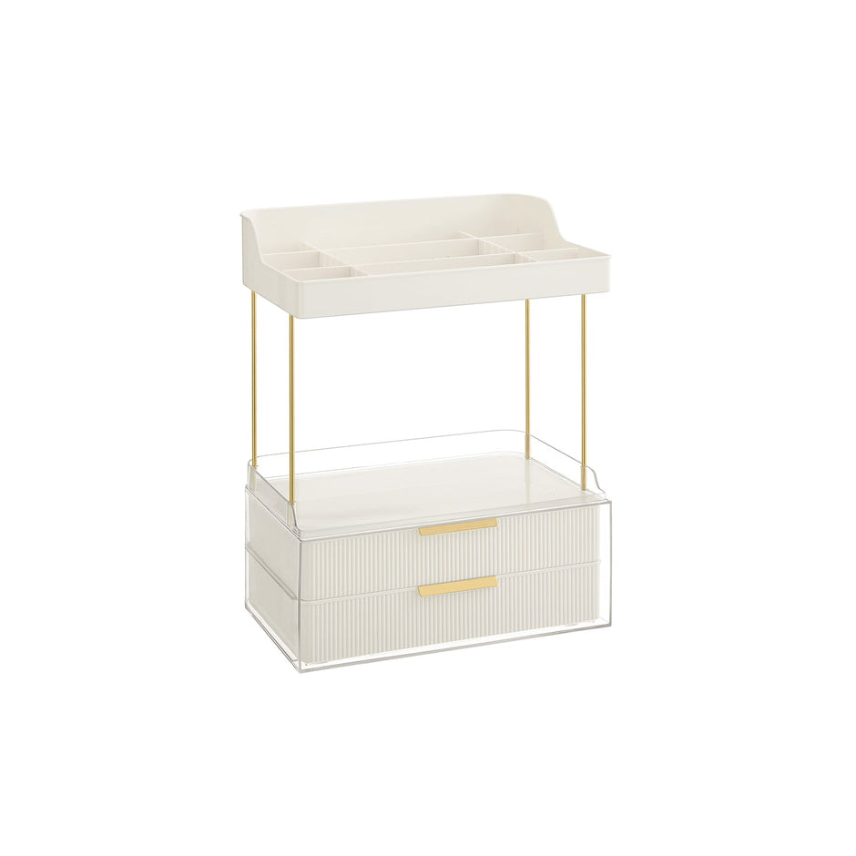 4-Layer Makeup Organiser – Plastic – Cloud White – Anti-Slip Design