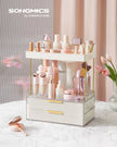 Makeup Organiser – Acrylic – Cloud White – 4 Layers with Dividers and Anti-Slip Design