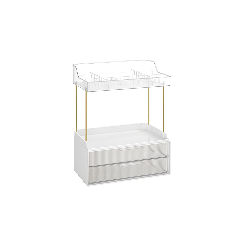 4-Layer Makeup Organiser – Plastic – Cloud White – Anti-Slip Design