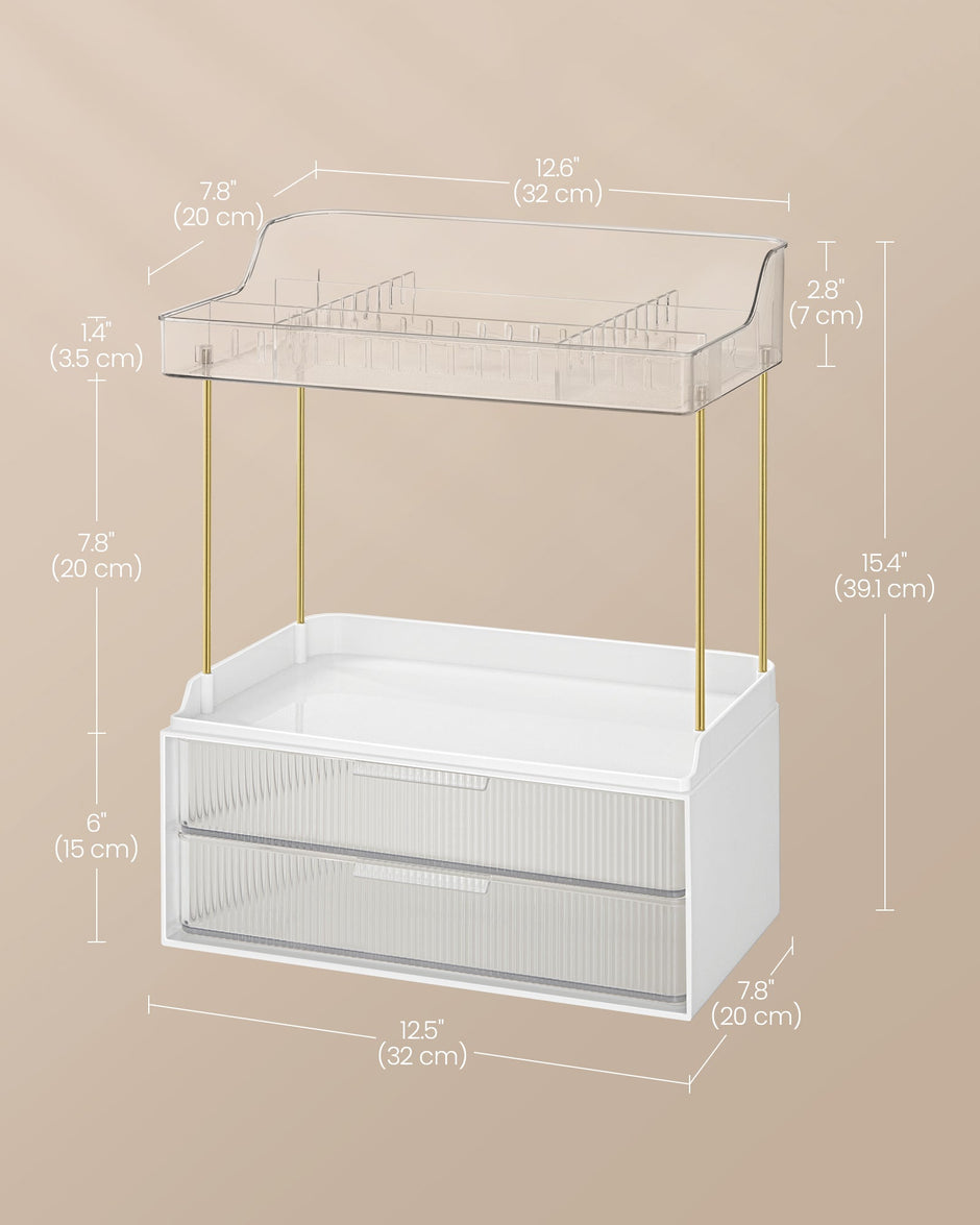 4-Layer Makeup Organiser – Plastic – Cloud White – Anti-Slip Design