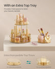 Round Rotating Makeup Organiser – Metal – Champagne Gold – 2-Tier with Extra Top Tray