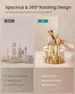 Round Rotating Makeup Organiser – Metal – Champagne Gold – 2-Tier with Extra Top Tray