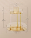 Round Rotating Makeup Organiser – Metal – Champagne Gold – 2-Tier with Extra Top Tray