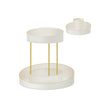 2-Tier Round Rotating Makeup Organiser – Plastic – White and Champagne Gold – Customisable with Extra Top Tray