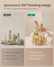 Round Rotating Makeup Organiser – Transparent – Champagne Gold – 2-Tier with Extra Top Tray