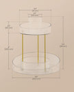 Round Rotating Makeup Organiser – Transparent – Champagne Gold – 2-Tier with Extra Top Tray
