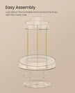 Round Rotating Makeup Organiser – Transparent – Champagne Gold – 2-Tier with Extra Top Tray