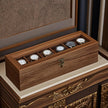 Watch Box – Solid Wood – Rustic Walnut – 6-Slot Display Case with Glass Lid and Removable Pillows
