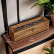 Watch Box – Solid Wood – Rustic Walnut – 6-Slot Display Case with Glass Lid and Removable Pillows