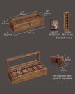 Watch Box – Solid Wood – Rustic Walnut – 6 Slots with Glass Lid and Removable Pillows