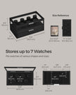 2-Tier Watch Box – Solid Wood and Acrylic – Ink Black – Velvet Lining with 7 Pillars and Drawer