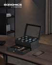 Watch Box – Solid Wood – Ink Black – 8 Slots with Pillows and Glass Lid