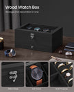 Watch Box – Solid Wood – Ink Black – 8 Slots with Pillows and Glass Lid