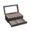 Watch Box – Wood – Wood Finish – 2-Tier with Glass Lid and 12 Slots