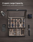 Watch Box – Wood – Wood Finish – 2-Tier with Glass Lid and 12 Slots