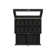 2-Tier Wood Watch Case – Wood – Ink Black – 8 Slots with Large Glass Lid and Velvet Lining
