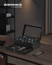 2-Tier Wood Watch Case – Wood – Ink Black – 8 Slots with Large Glass Lid and Velvet Lining