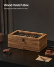 Watch Box – Wood – Multi-Color – 12 Slots with Large Glass Lid and Velvet Lining