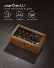 Watch Box – Wood – Multi-Color – 12 Slots with Large Glass Lid and Velvet Lining