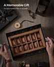 Watch Box – Wood – Multi-Color – 12 Slots with Large Glass Lid and Velvet Lining