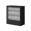 12-Slot Wooden Watch Box – Solid Wood Veneer – Ebony Black – Vertical Storage with Display Window