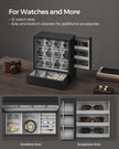 12-Slot Wooden Watch Box – Solid Wood Veneer – Ebony Black – Vertical Storage with Display Window