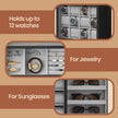 Watch Display Case – Wood – Ebony Black – 12-Slot Organizer with Glass Window