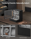 12-Slot Wooden Watch Box – Solid Wood Veneer – Ebony Black – Vertical Storage with Display Window