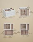 3-Layer Wooden Jewellery Organiser – Solid Wood Veneer – Snow White – Clear Lid with Removable Tray and Velvet Lining