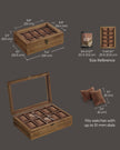 Watch Box – Solid Wood – Rustic Walnut – 10 Slots with Glass Lid and Removable Pillows