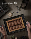 Watch Box – Solid Wood – Rustic Walnut – 10 Slots with Glass Lid and Removable Pillows