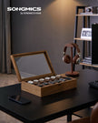Watch Box – Solid Wood – Rustic Walnut – 12 Slots with Glass Lid