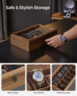 Watch Box – Solid Wood – Rustic Walnut – 12 Slots with Glass Lid