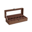 Watch Box – Velvet – Black – 6 Slots with Glass Lid and Lock