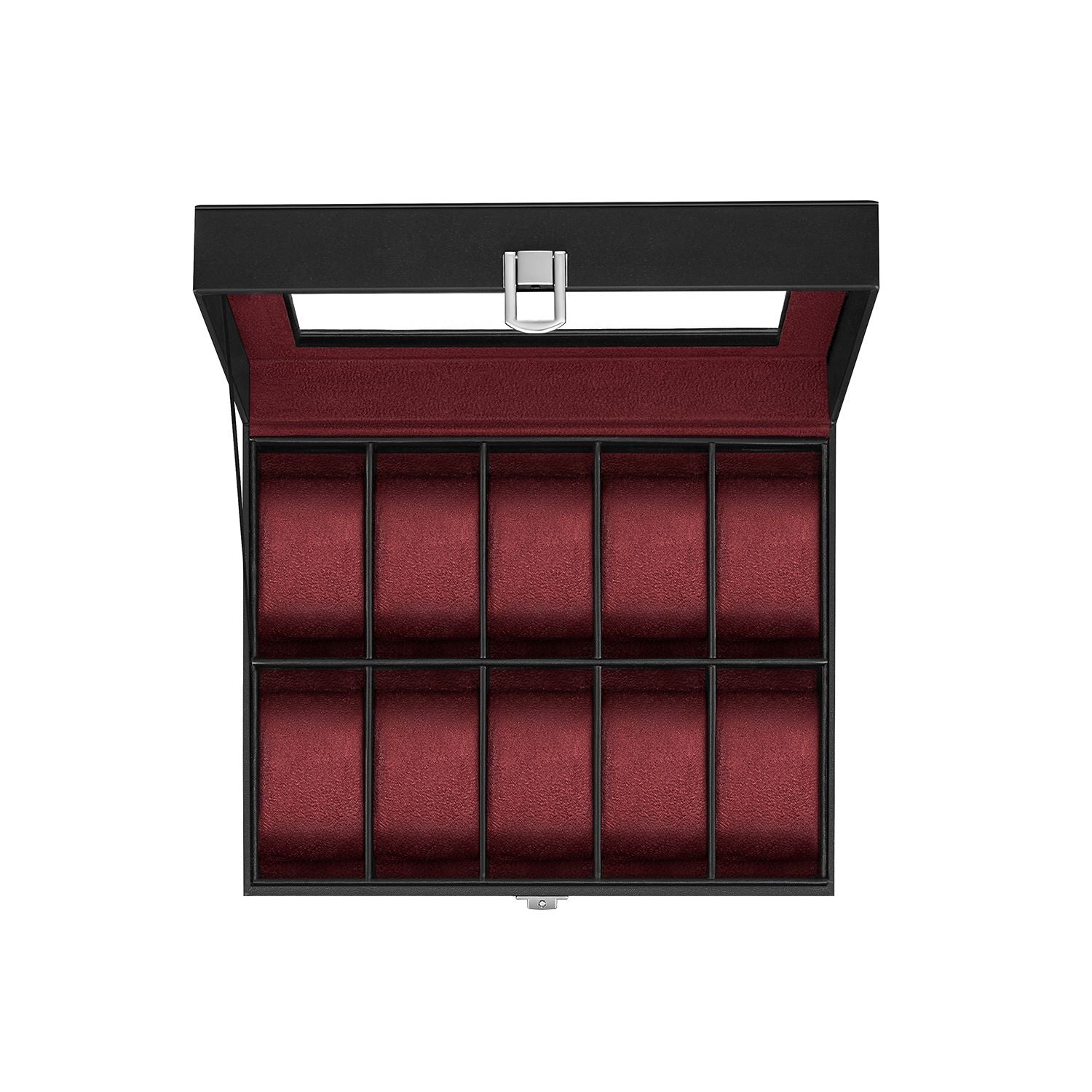 Watch Box – Glass – Clear – 10 Slots with Lockable Lid