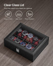 Watch Box – Glass – Clear – 10 Slots with Lockable Lid